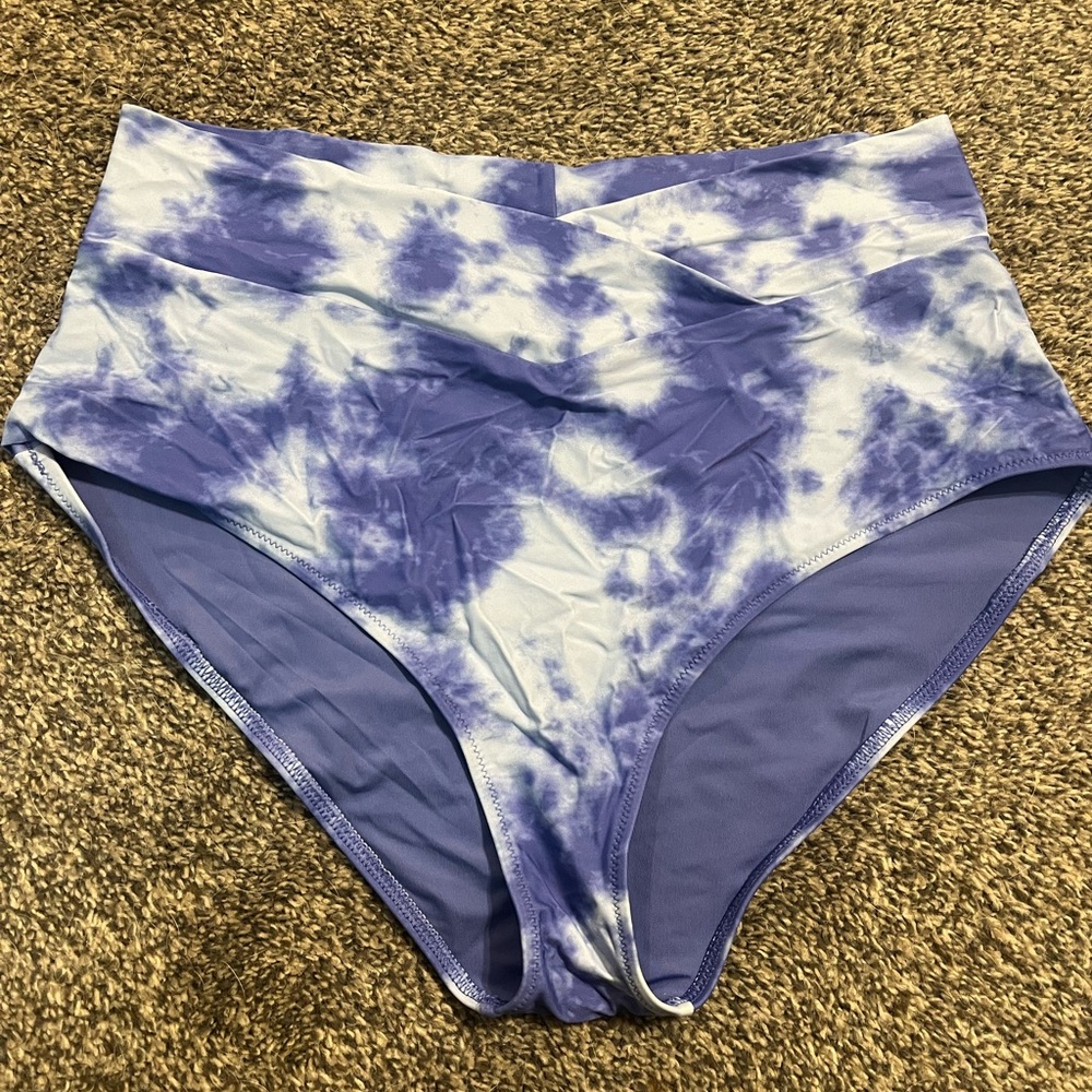 Aerie Blue Tie-Dye High-Waisted Bikini Bottoms